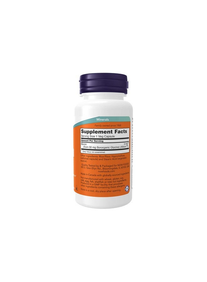 now Supplements Boron 3 Mg (Bororganic Glycine) Structural Support* 100 Veg Capsules - Image 3