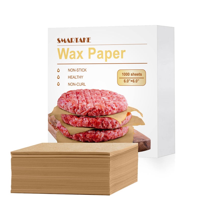 SMARTAKE SMARTAKE 6 x 6 Inches Wax Paper for Food 1000 Pcs NonStick Hamburger Patty Paper Square Sandwich Separators Wrapping Paper for Lunch Restaurants Barbecues Picnics Parties Unbleached 
