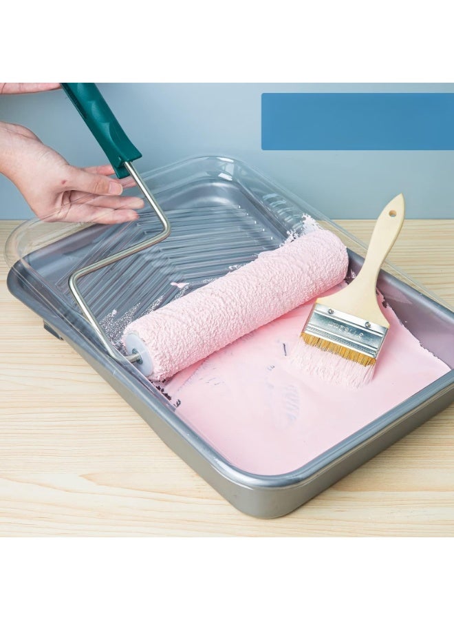 Paint Tray,12 Pack, 9 Inch Paint Roller Tray, Disposable Paint Tray with Liner and 5-Wire Roller Frame, Plastic Paint Tray Washable and Reusable, Textured Paint Tray with Deep Capacity  - Image 2