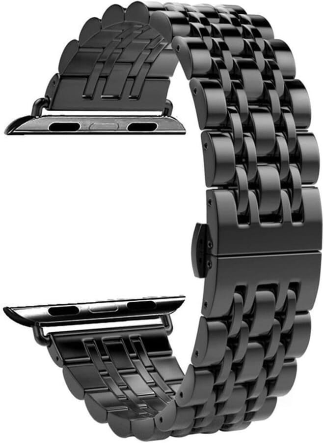 Next Next Store Metal Band Compatible with iWatch 42mm 44mm Series 1/2/3/4/5/6/7/8/9/SE/Ultra/Ultra 2, Black Stainless Steel, Unisex, Fashion and Stylish, Adjustable