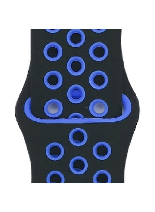 Generic - Suitable For Apple Two-color Silicone Nike Strap Nike Hole Apple Iwatch Breathable Sports Watch Strap-Color:9 Black + Sapphire Blue-Specifications:38/40/41mm-S - Image 1
