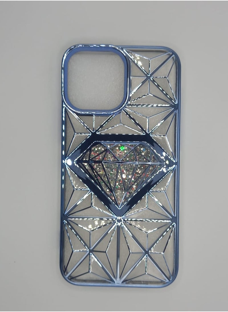 Undefined Transparent Cyan Back Cover For IPhone 14 Pro Max With A Diamond Shape  - Image 1
