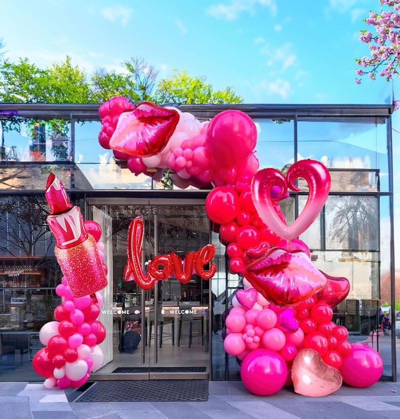 yeewaka Valentines Day balloon garland arch kit with red Hot pink and love theme mylar lip heart-shaped love letter balloons for Valentines galentines Day Proposal decorations - Image 2