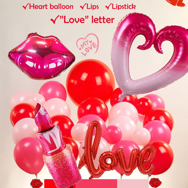 yeewaka Valentines Day balloon garland arch kit with red Hot pink and love theme mylar lip heart-shaped love letter balloons for Valentines galentines Day Proposal decorations - Image 5