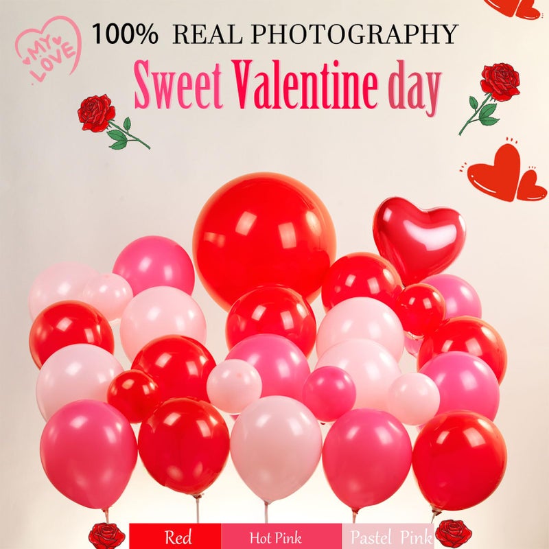 yeewaka Valentines Day balloon garland arch kit with red Hot pink and love theme mylar lip heart-shaped love letter balloons for Valentines galentines Day Proposal decorations - Image 3