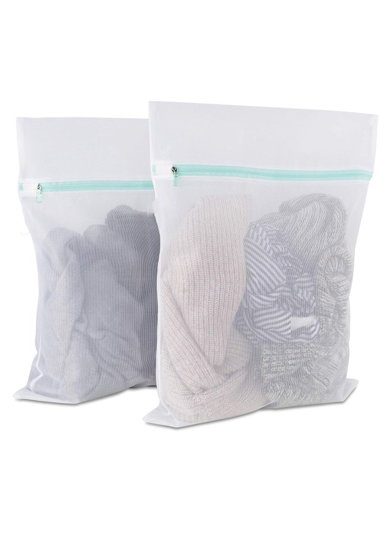 حقيبة غسيل شبكية للملابس الرقيقة، أكياس غسيل للملابس الداخلية والملابس الداخلية، حقيبة تنظيم المكياج، مقاس وسط، 40*50 سم - Image 1