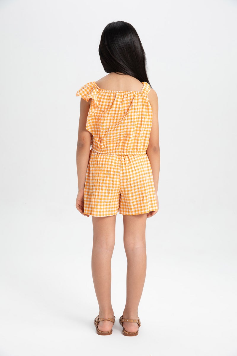 DeFacto Orange Girl Girl Crinkle Strap Blouse and Shorts 2 Piece Set Casual - Image 5