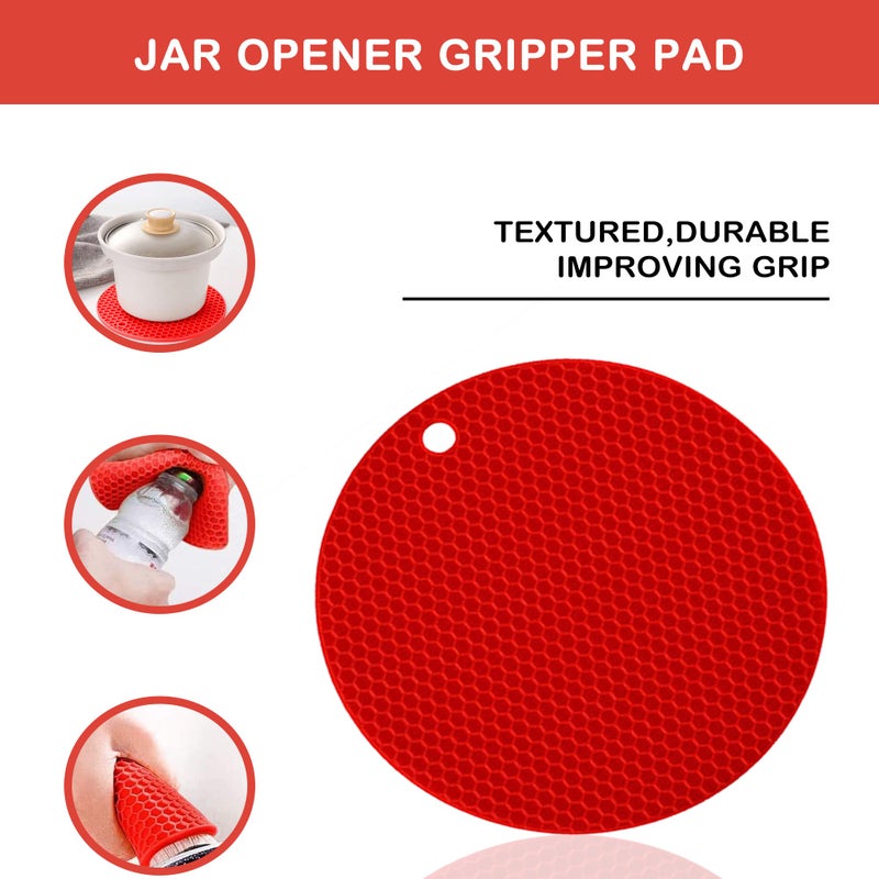 HUMANFUN Jar Opener for Weak Hands, Seniors with Arthritis, 5 in 1 Multi Function Bottle Opener Lid Opener For Arthritic Hands with Non Slip Rubber Jar opener Gripper Pad(red) - Image 5