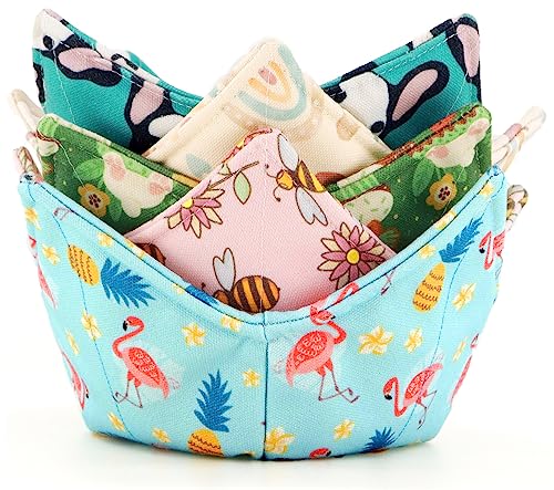 ROGITU Cotton Microwavable Bowl Cozy, Microwave-Safe Hot Bowl Holders, Soup Bowl Cozy Bowl Hot Pads (E) - Image 1