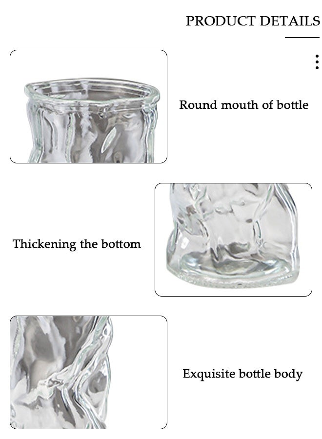 DUNISO Creative Clear Glass Vase Craft Aesthetic Decorative Small Flower Vase Hydroponic Plant Desktop Ornament Metal Geometric Vase for Flowers Rose Home and Office - Image 3