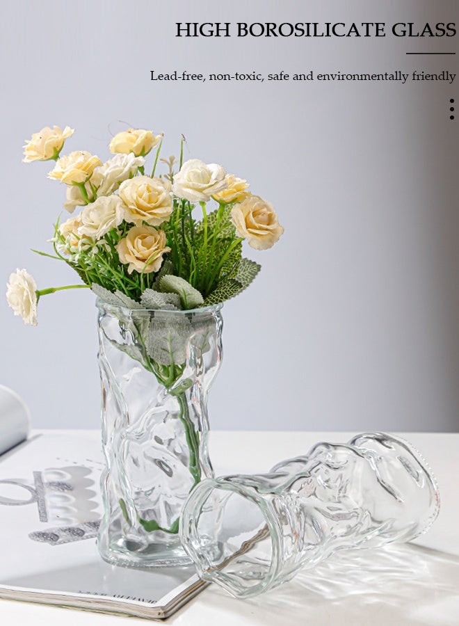 DUNISO Creative Clear Glass Vase Craft Aesthetic Decorative Small Flower Vase Hydroponic Plant Desktop Ornament Metal Geometric Vase for Flowers Rose Home and Office - Image 5