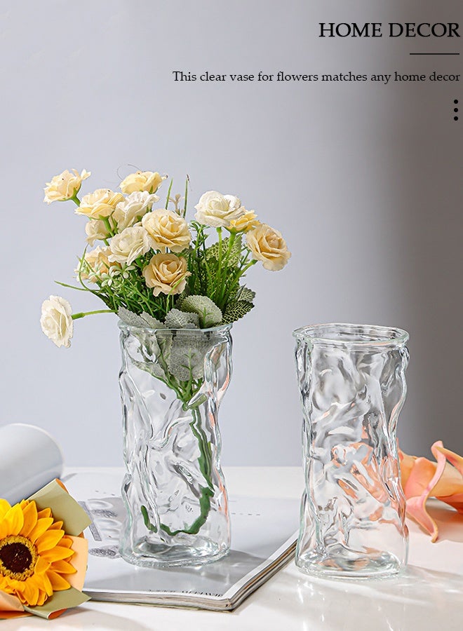 DUNISO Creative Clear Glass Vase Craft Aesthetic Decorative Small Flower Vase Hydroponic Plant Desktop Ornament Metal Geometric Vase for Flowers Rose Home and Office - Image 4
