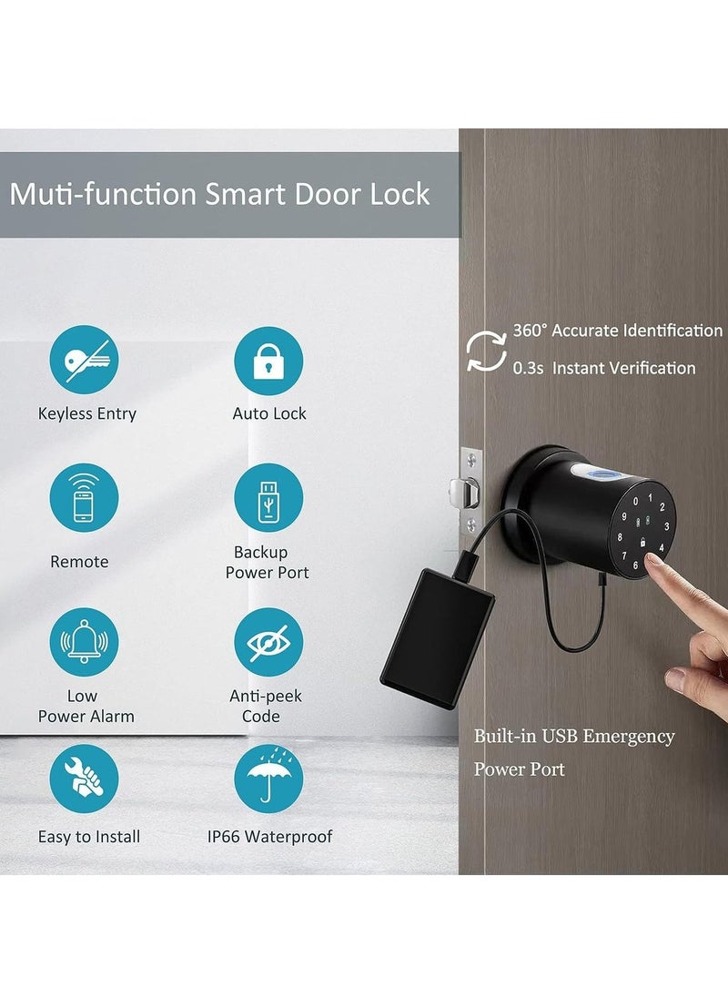 Smart Lock Fingerprint Door Lock Keypad Door Knob Smart Door Knob Door Locks for Bedrooms Locks with Code Thumb Print Door Knobs for Homes Hotels Offices - Image 3