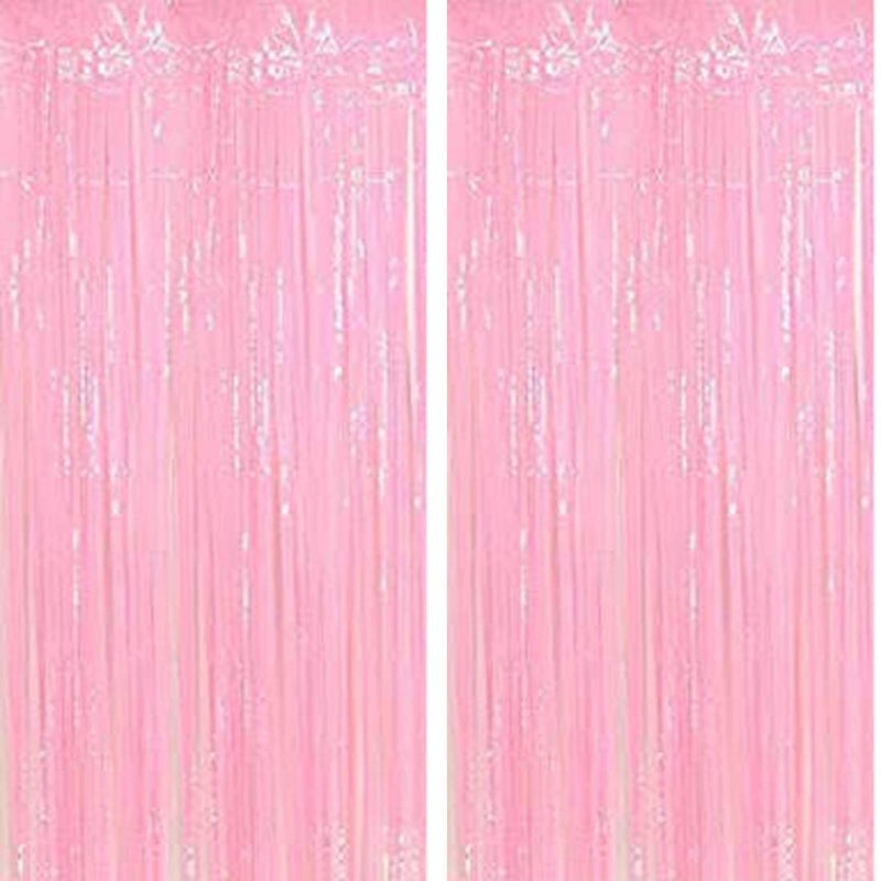 SOI Foil Metallic Tinsel Fringe Big Size Curtains for Birthday, Anniversaries, Graduation, Retirement, Baby Shower Decoration (Pack of 2) (Pastel Pink) - Image 5