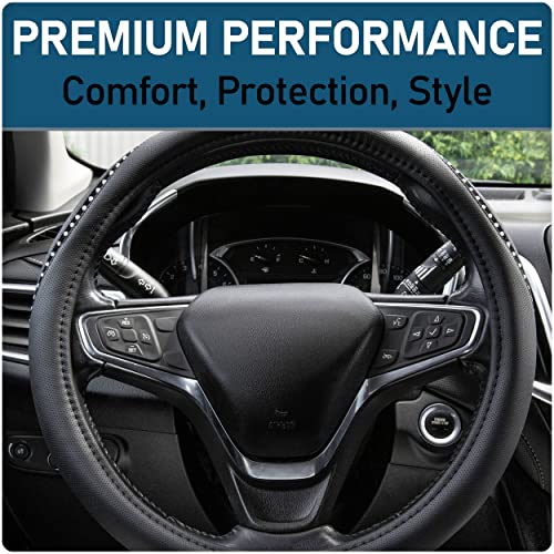 Custom Accessories Bling Rope Steering Wheel Cover, Vegan Leather Car Accessories for Cars, Trucks, SUVs, Interior Car Accessories, Rhinestone Auto Accessories - Black - Image 3