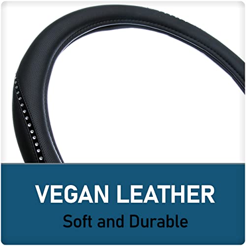 Custom Accessories Bling Rope Steering Wheel Cover, Vegan Leather Car Accessories for Cars, Trucks, SUVs, Interior Car Accessories, Rhinestone Auto Accessories - Black - Image 4