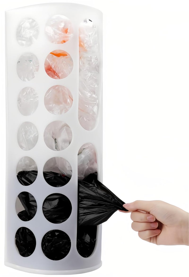 Lunies Plastic Bag Holder for Grocery Bagsï¼ŒLarge Capacity Plastic Bag Dispenser, Multiple Grocery Bag Storage Organizer, Wall Mount Kitchen Trash Bag Holder(White,1 pack) - Image 1