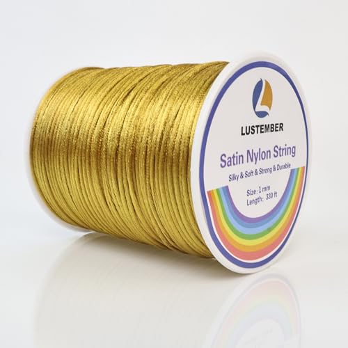 LUSTEMBER 330 Feet Satin Nylon String, 1 mm Silky Smooth Durable Nylon Cord for Jewelry Making, Bracelets, Beading, Necklaces, Macrame, Kumihimo, Rattail, and Chinese Knot Craft - Image 1