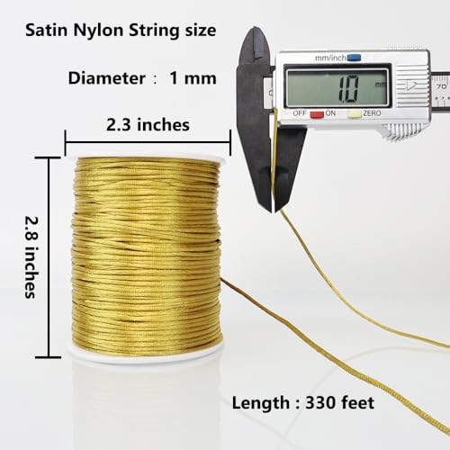 LUSTEMBER 330 Feet Satin Nylon String, 1 mm Silky Smooth Durable Nylon Cord for Jewelry Making, Bracelets, Beading, Necklaces, Macrame, Kumihimo, Rattail, and Chinese Knot Craft - Image 2