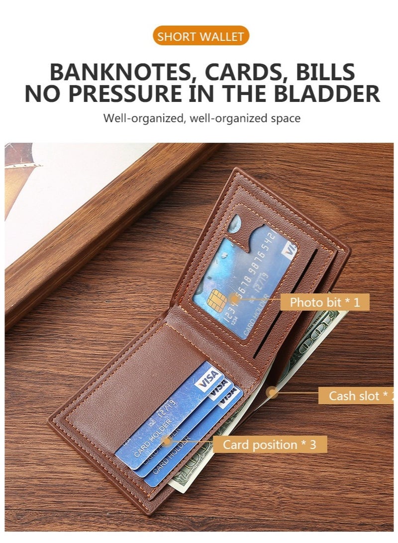 جيانغ بي أو محفظة رجالية قصيرة جديدة من جلد البولي يوريثان - محفظة نقود صغيرة وحامل بطاقات، محفظة ثنائية الطي متعددة الاستخدامات للاستخدام اليومي وللبيع بالجملة عبر الحدود - Image 5