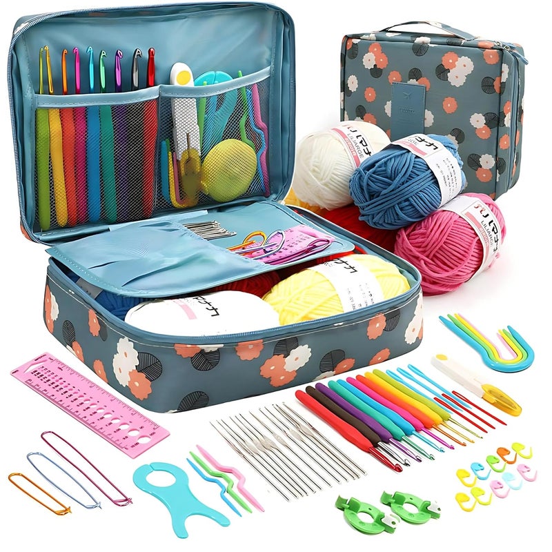 Swarush 59 Pcs Crochet Needle Kit Knitting Needle Kit with Carry BagComplete DIY Crochet Needle Set with Tools Accessories Ideal for Crochet Art DIY Crafting Beginners Professionals - Image 1