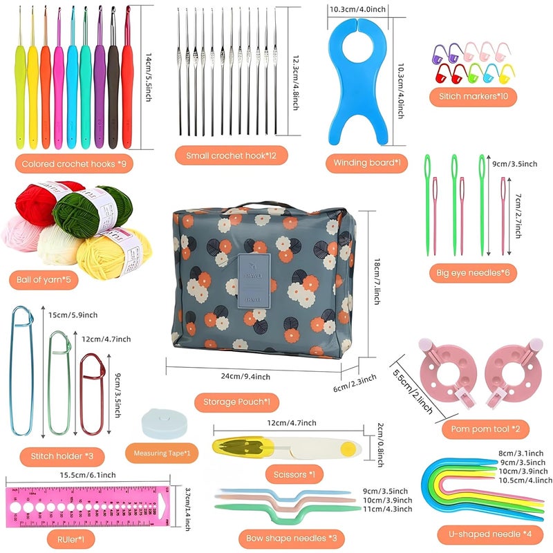 Swarush 59 Pcs Crochet Needle Kit Knitting Needle Kit with Carry BagComplete DIY Crochet Needle Set with Tools Accessories Ideal for Crochet Art DIY Crafting Beginners Professionals - Image 2