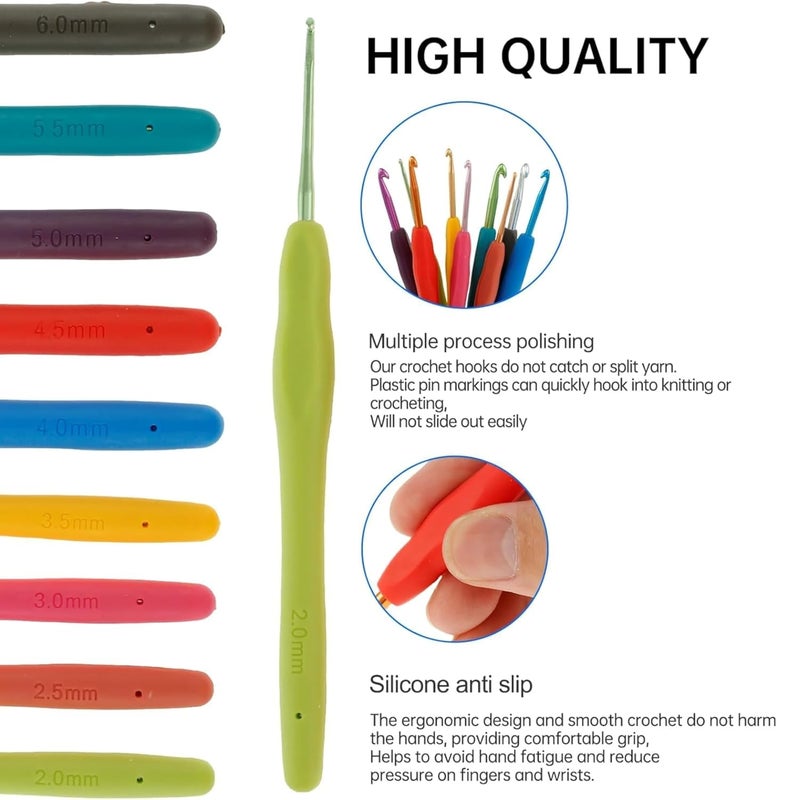 Swarush 59 Pcs Crochet Needle Kit Knitting Needle Kit with Carry BagComplete DIY Crochet Needle Set with Tools Accessories Ideal for Crochet Art DIY Crafting Beginners Professionals - Image 4