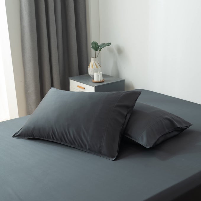 BELLA COTERIE LUXURY BAMBOO VISCOSE QUEEN SIZE PILLOWCASE SET 100 ORGANICALLY GROWN ULTRA SOFT COOLING 2 PCS CHARCOAL GREY