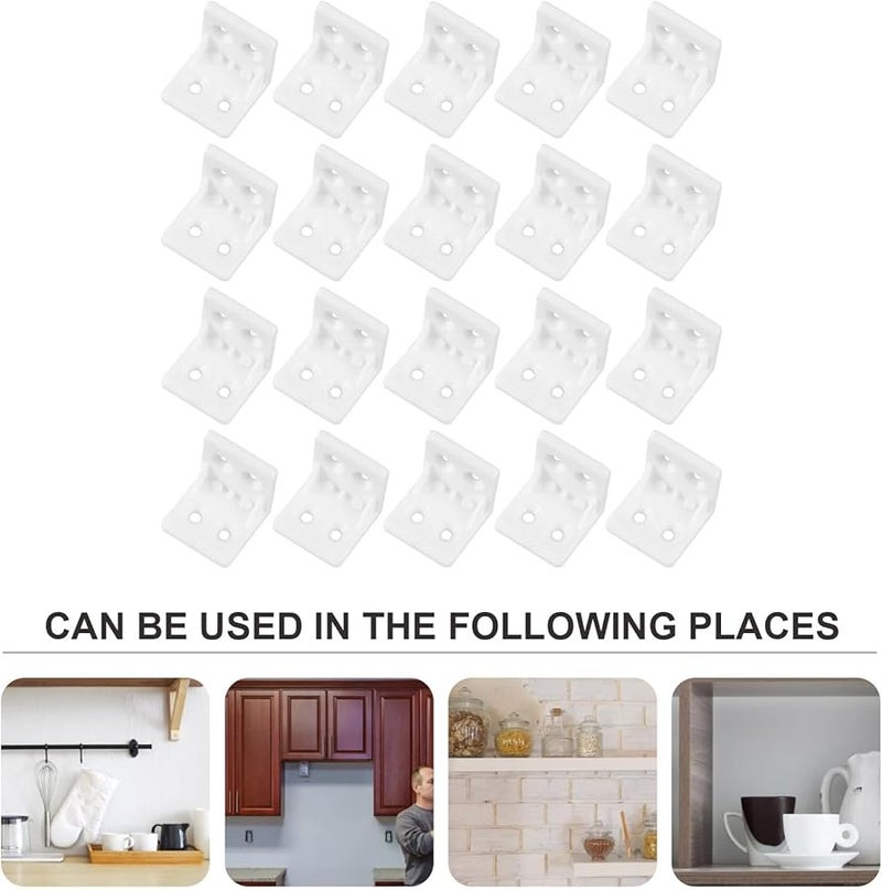 20 قطعة من دعامات رفوف الزاوية البلاستيكية القائمة مع مسامير لدعم خزائن الأثاث - Image 4