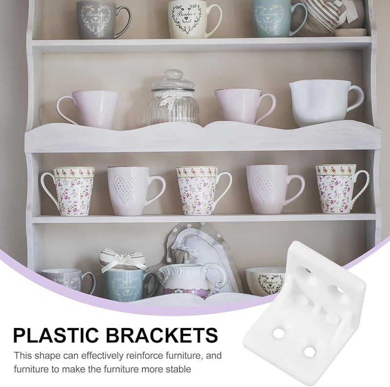 20 قطعة من دعامات رفوف الزاوية البلاستيكية القائمة مع مسامير لدعم خزائن الأثاث - Image 5