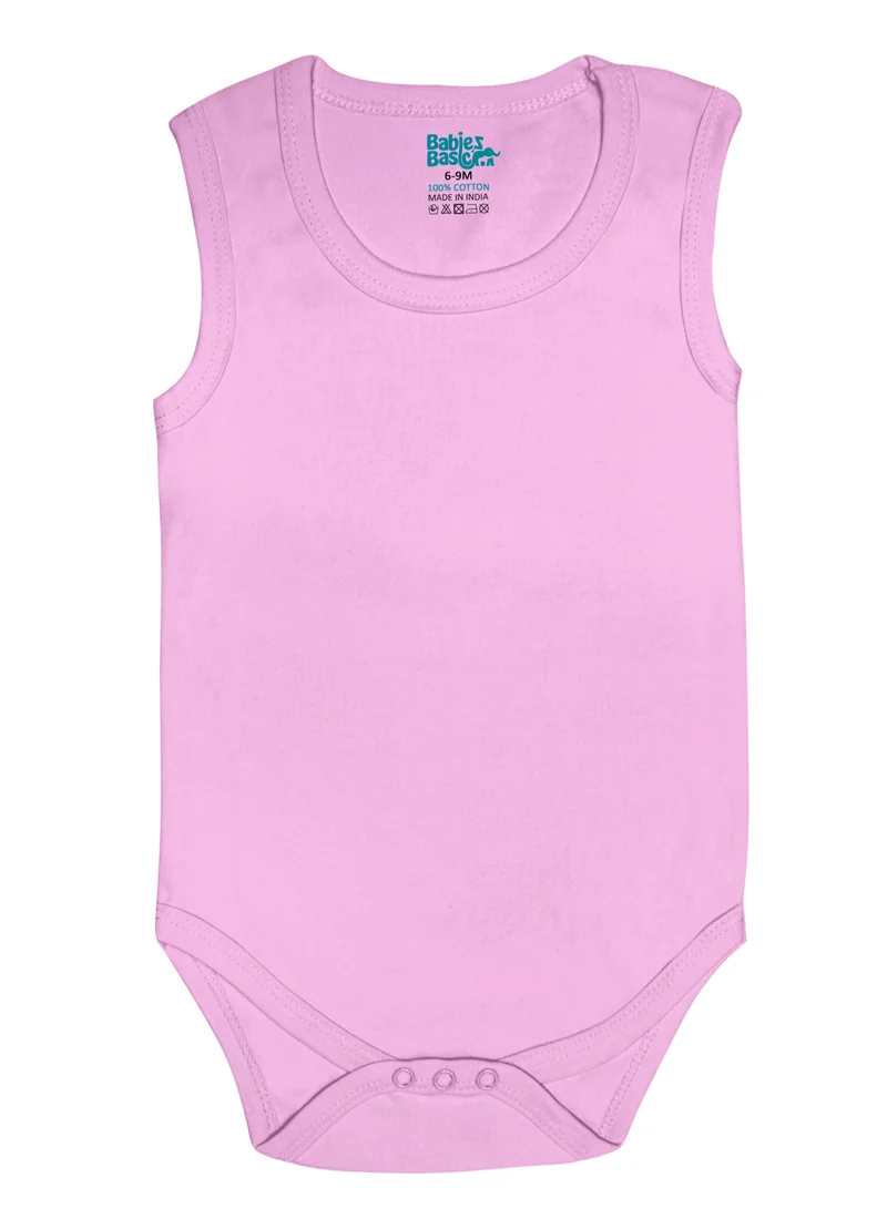 Babies Basic BabiesBasic 100% Super Combed Cotton, Sleeveless Bodysuit, for New Born to 24months. Set of 3, Pink, Lavender, L.Pink