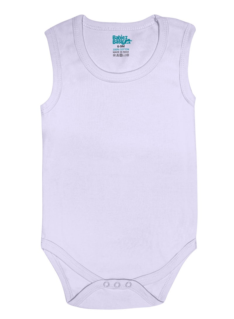 Babies Basic BabiesBasic 100% Super Combed Cotton, Sleeveless Bodysuit, for New Born to 24months. Set of 3, Pink, Lavender, L.Pink - Image 3