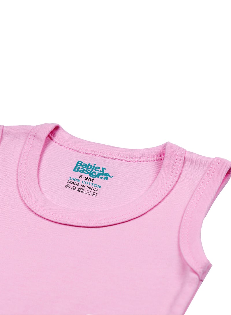 Babies Basic BabiesBasic 100% Super Combed Cotton, Sleeveless Bodysuit, for New Born to 24months. Set of 3, Pink, Lavender, L.Pink - Image 5