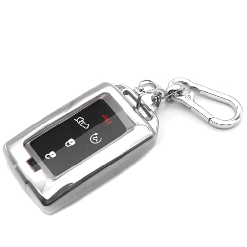 INFIPAR Fit for Jeep Wagoneer L Grand Cherokee L TPU Key Fob Remote Cover Case Shell Glove Pouch Holder Protector Keyless Entry Sleeve Accessory Silver - Image 1