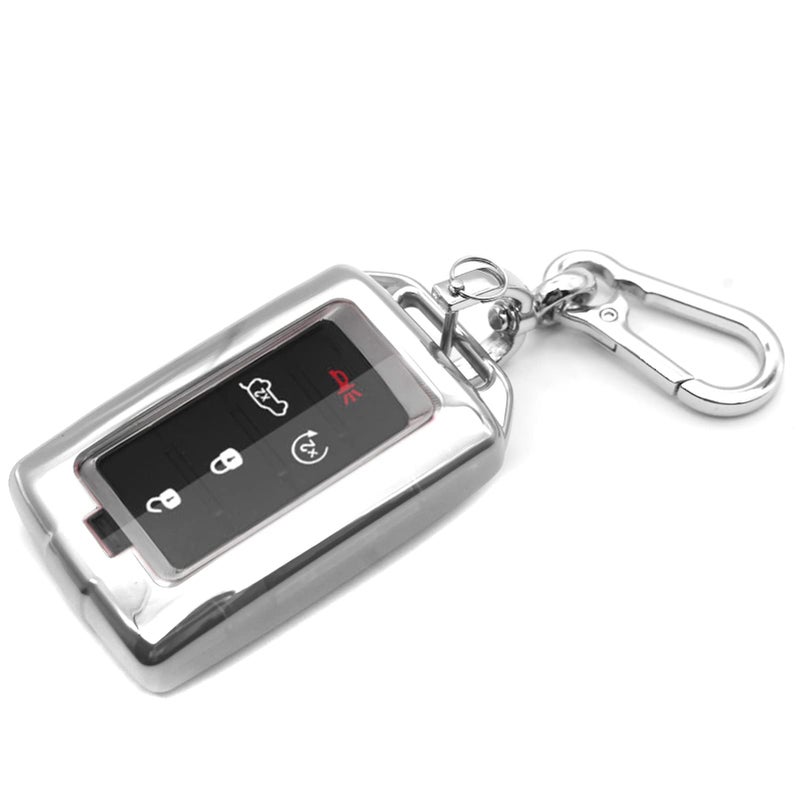 INFIPAR Fit for Jeep Wagoneer L Grand Cherokee L TPU Key Fob Remote Cover Case Shell Glove Pouch Holder Protector Keyless Entry Sleeve Accessory Silver - Image 2