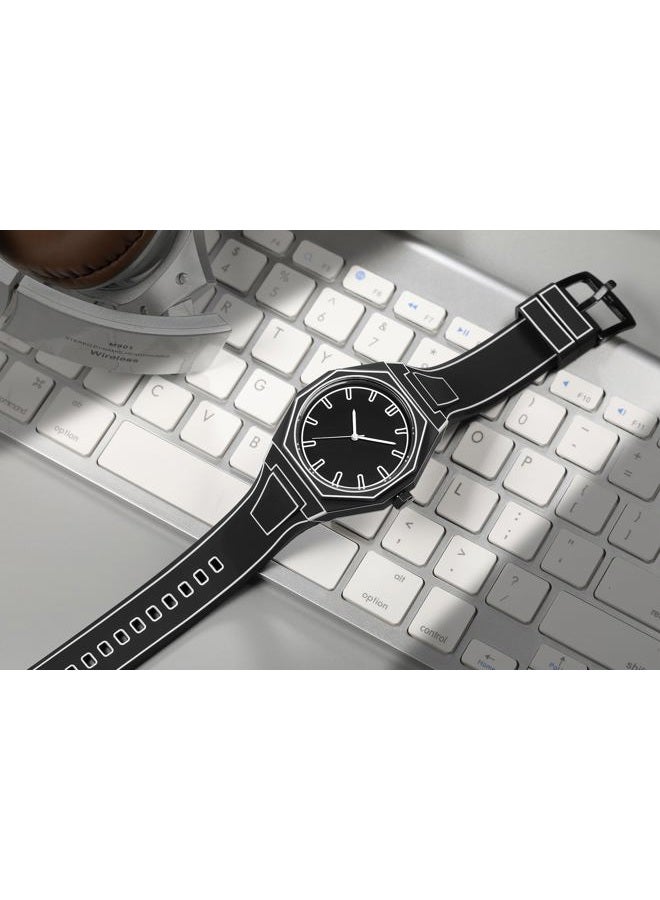 Fanmis Men's Anime-Inspired Fashion Sketch Wristwatch Minimalist Creative Wormhole Design Stylish and Durable Timepiece for Men's Sports Watch, B Orange - Image 2