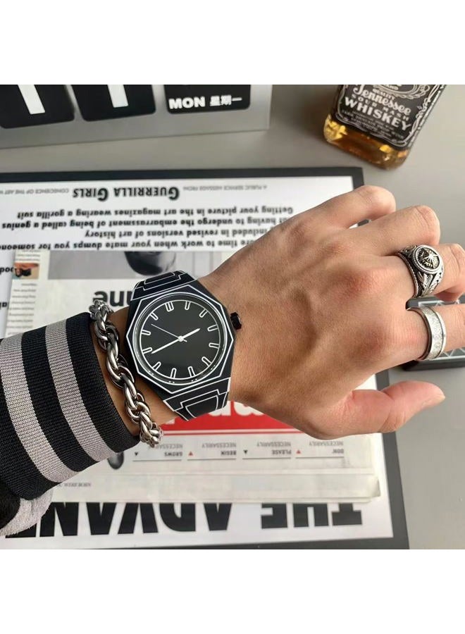 Fanmis Men's Anime-Inspired Fashion Sketch Wristwatch Minimalist Creative Wormhole Design Stylish and Durable Timepiece for Men's Sports Watch, B Orange - Image 4