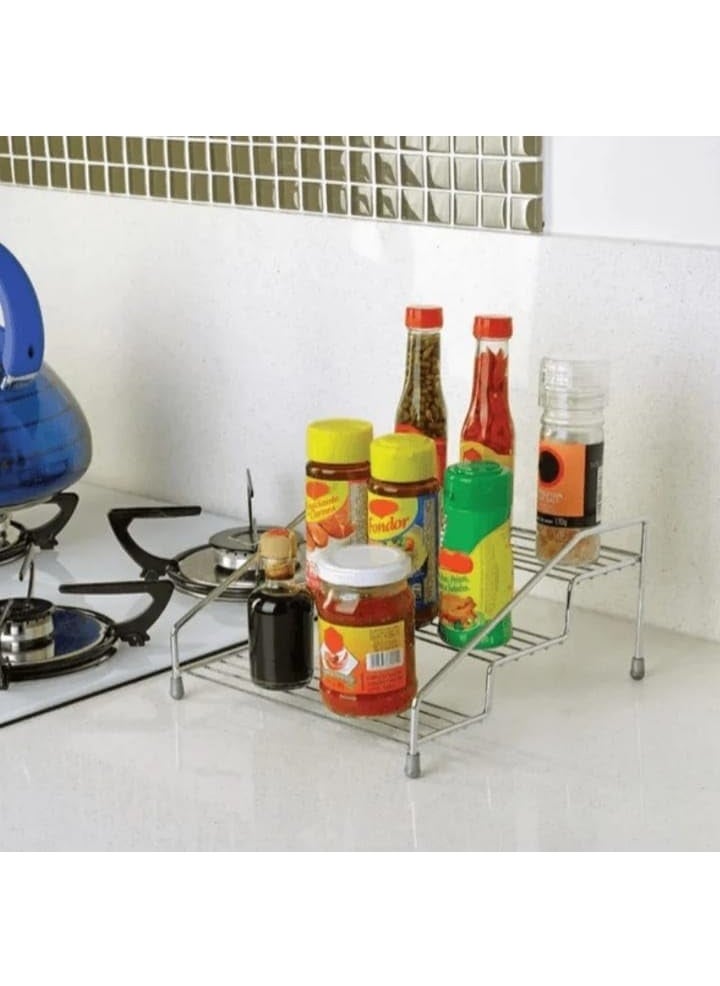 Generic 3-Tier Metal Spice Ladder Organizer for Spices, Bathroom Supplies and Makeup, Elegant Design, High Quality, Black Color N  - Image 2
