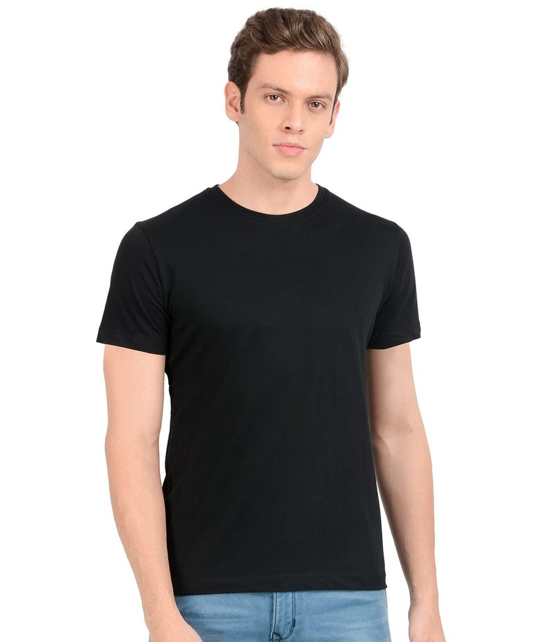 Scott International Men's Solid Regular Fit T-Shirt (BSH3-BL-L_Black_Large) - Image 1
