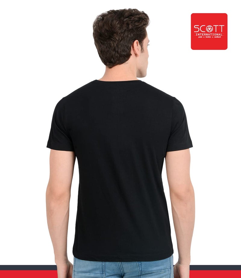 Scott International Men's Solid Regular Fit T-Shirt (BSH3-BL-L_Black_Large) - Image 2
