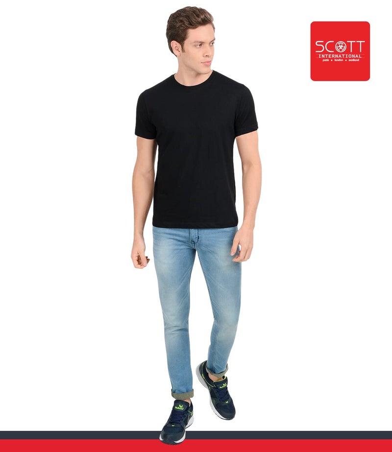 Scott International Men's Solid Regular Fit T-Shirt (BSH3-BL-L_Black_Large) - Image 5