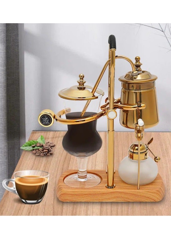 صانع القهوة السيفون الفاخر - تصميم ذهبي أنيق | وعاء قهوة يدوي للطحن مناسب للمقاهي والمطاعم | تصميم متين من الفولاذ المقاوم للصدأ والزجاج - Image 1