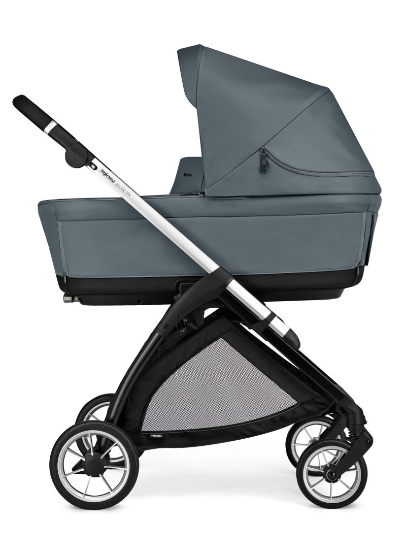 Inglesina Electa Full Set Baby Stroller Light Weight Reversible Seat Compact Fold One-Handed Open And Close Adjustable Handle Large Basket Union - Grey - Image 1