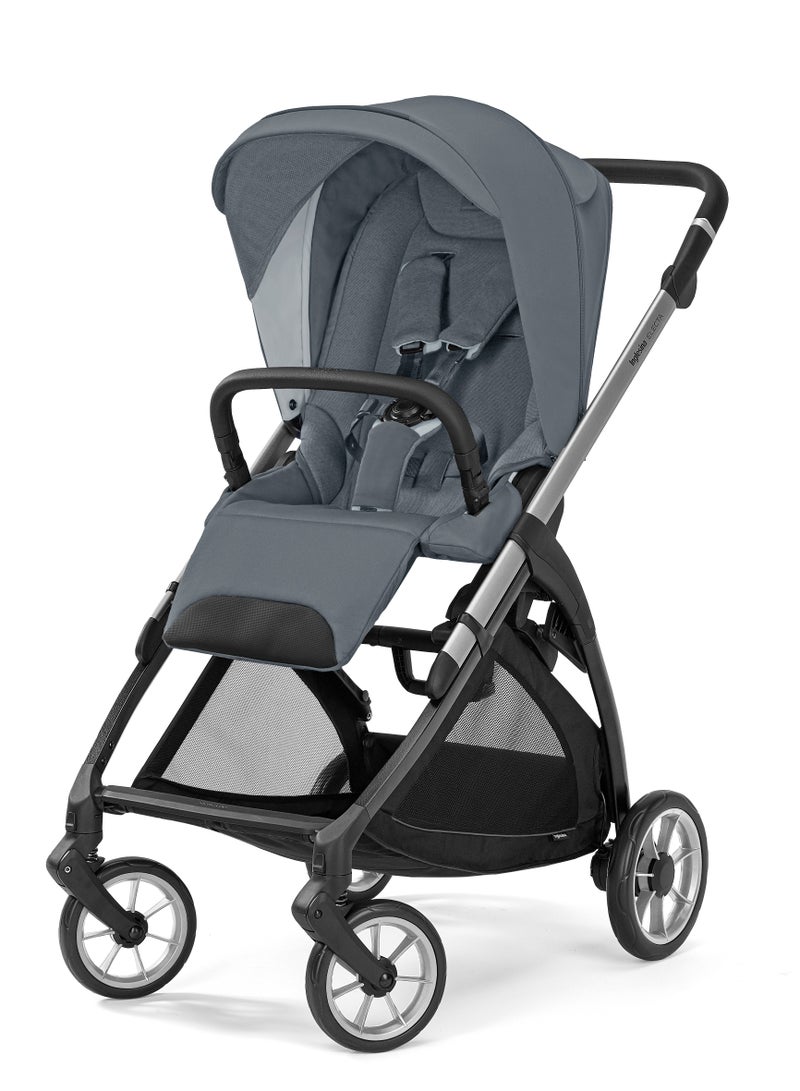 Inglesina Electa Full Set Baby Stroller Light Weight Reversible Seat Compact Fold One-Handed Open And Close Adjustable Handle Large Basket Union - Grey - Image 2