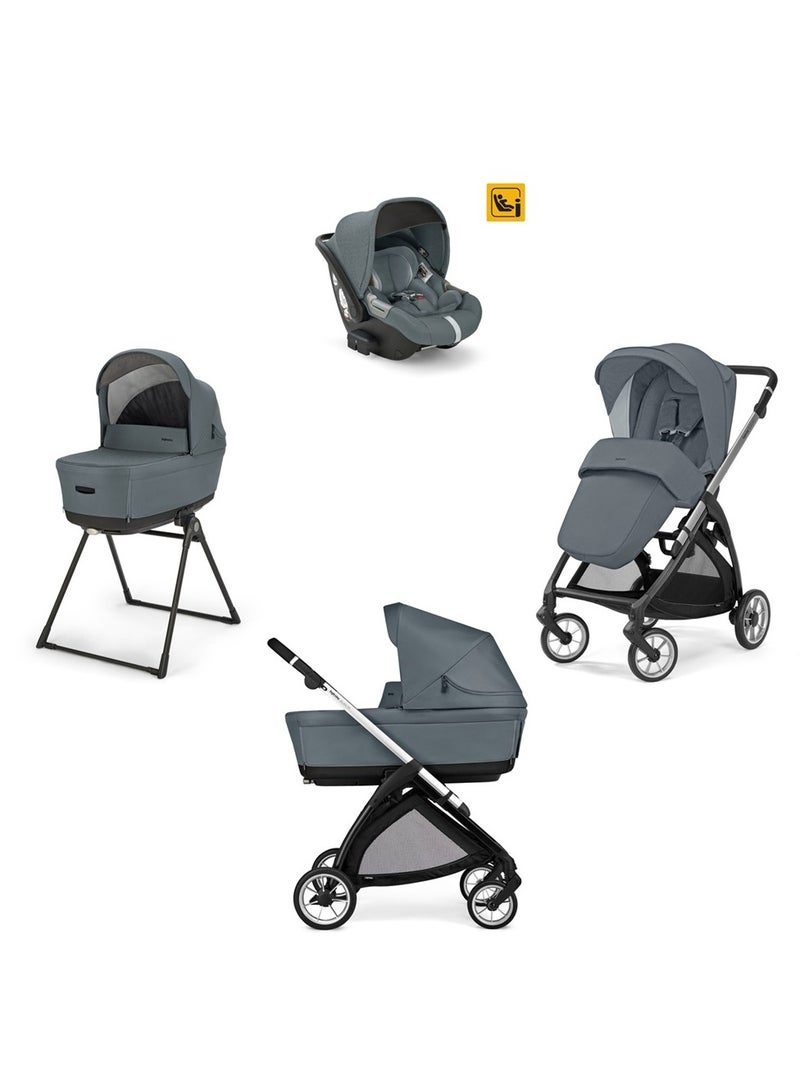 Inglesina Electa Full Set Baby Stroller Light Weight Reversible Seat Compact Fold One-Handed Open And Close Adjustable Handle Large Basket Union - Grey - Image 3