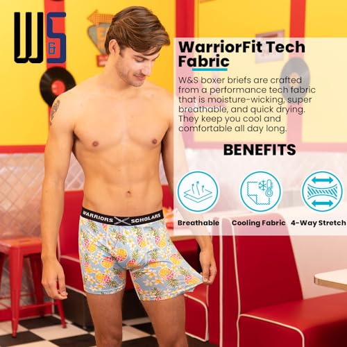 Warriors & Scholars Boxer Briefs For Men Pack Of 6, Ultra Soft, Breathable Quick Dry, Moisture-Wicking Mens Underwear, AM15F XL - Image 2