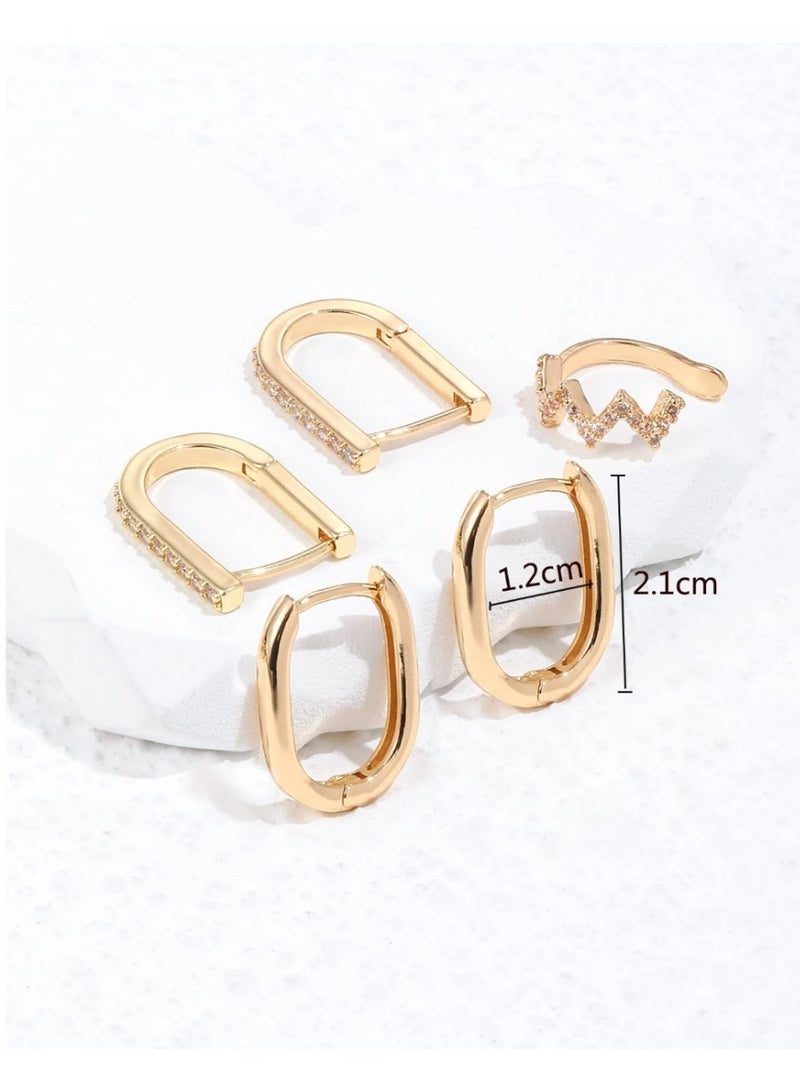 SHEIN5pcs Cubic Zirconia Decor Earring Copper Jewelry - Image 2