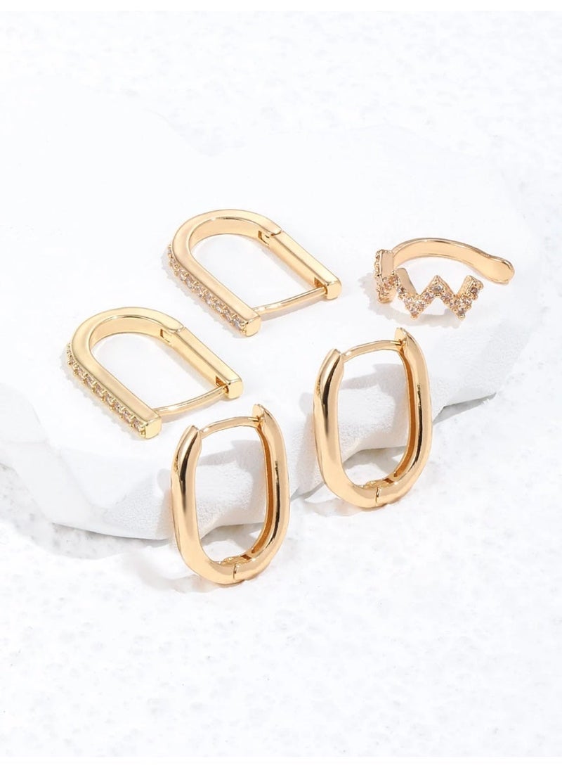 SHEIN5pcs Cubic Zirconia Decor Earring Copper Jewelry - Image 4