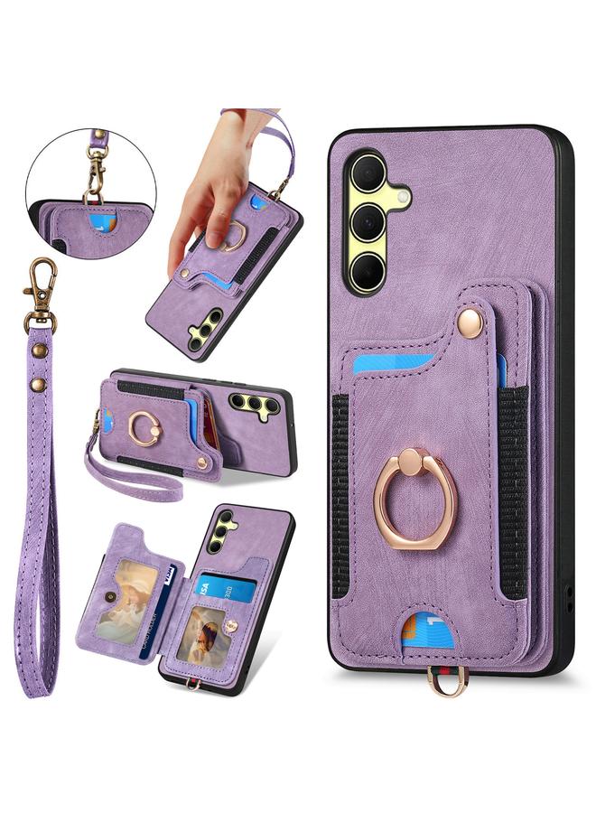 S-TOP Case For Samsung Galaxy A35 Retro Skin-feel Ring Multi-card Wallet Phone Case - Image 1