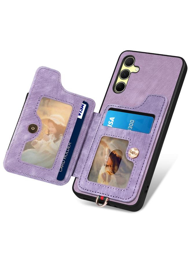 S-TOP Case For Samsung Galaxy A35 Retro Skin-feel Ring Multi-card Wallet Phone Case - Image 3